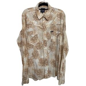 Southern Thread Shirt Tan Floral Yoked Pearl Snap Western Rodeo Men's size XL‎